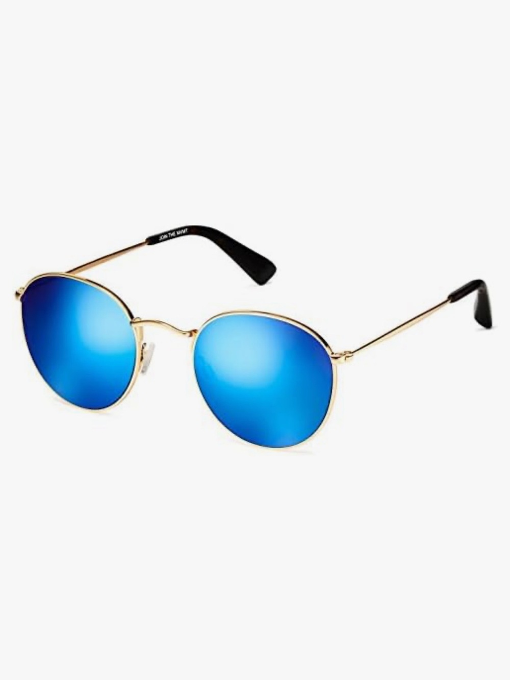 MVMT Round Blue Mirrored Lens Sunglasses with Gold Frame